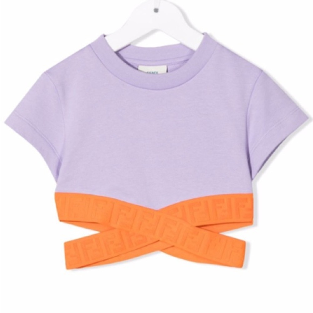 Fendi Lavender and Orange Kids Crop Top